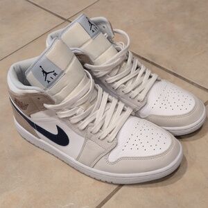Air Jordan 1 Mid 'White Khaki Blue Void'' Size 10